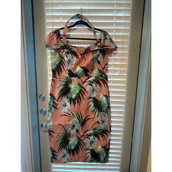Floral Front Fold Bardot Midi Dress - Picture 1 of 2